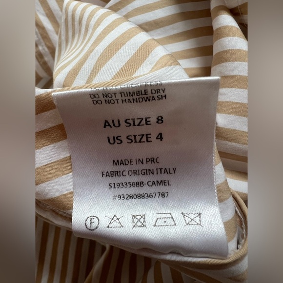 Scanlan Theodore Shirt Striped Beige White Long Sleeve Button Down US 4 - Picture 7 of 8